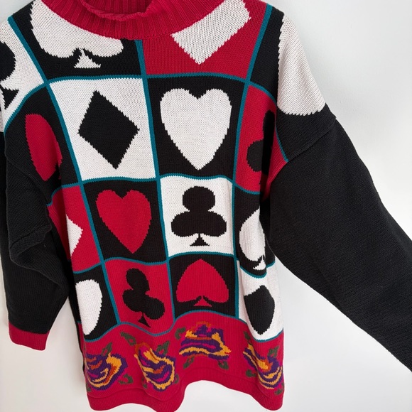 Vintage Playing Card Sweater - 100% Cotton - Size SP (Fits M) - Picture 4 of 5